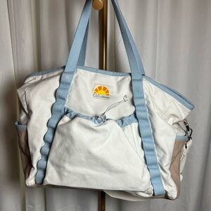 C&C California White and Blue Travel Bag with Sturdy Canvas